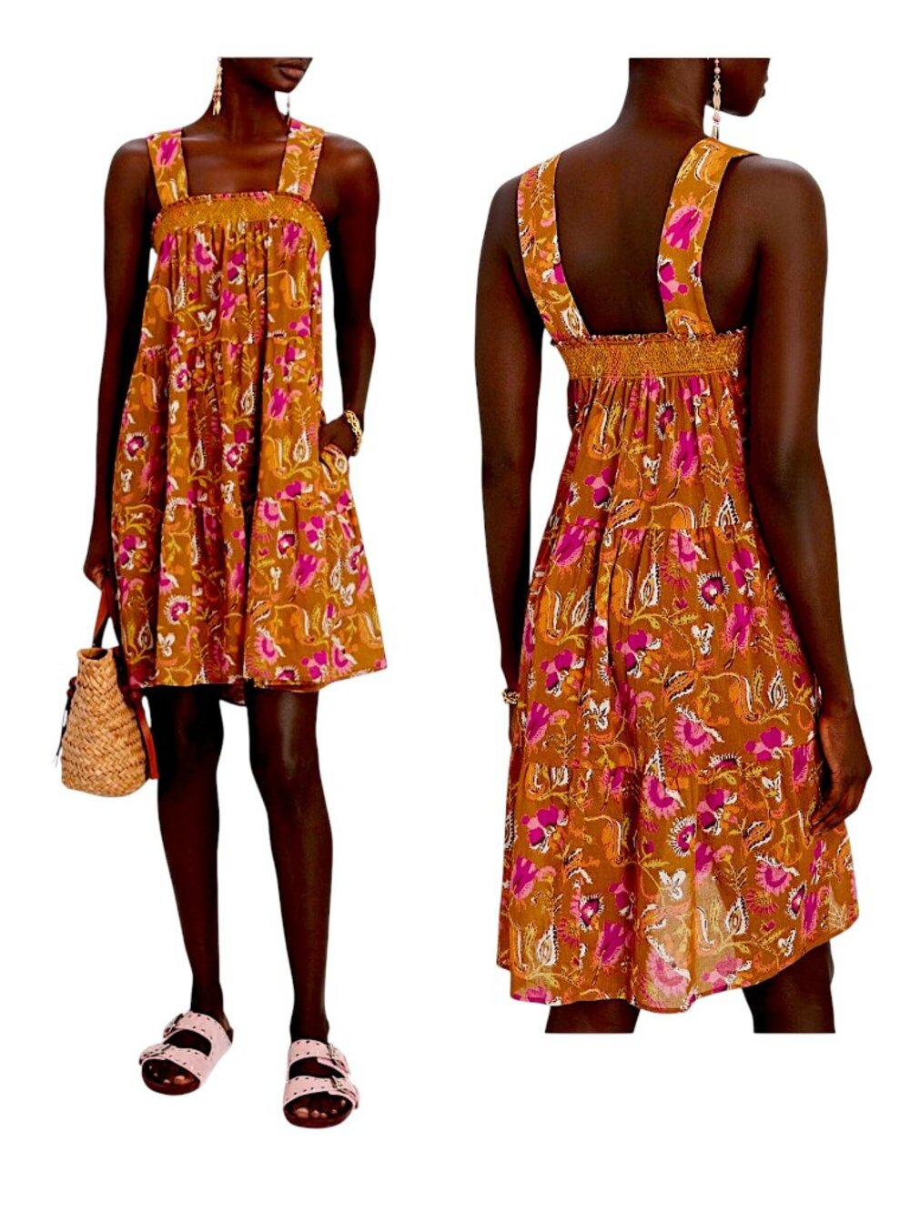 NWT Xirena Milly Floral Print Trapeze Dress, Size M